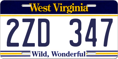 WV license plate 2ZD347