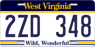 WV license plate 2ZD348