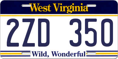 WV license plate 2ZD350