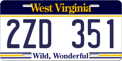 WV license plate 2ZD351