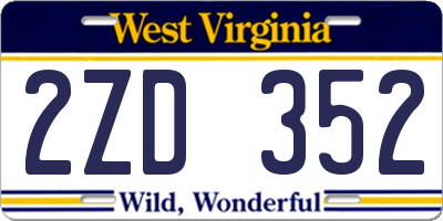 WV license plate 2ZD352