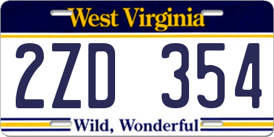 WV license plate 2ZD354