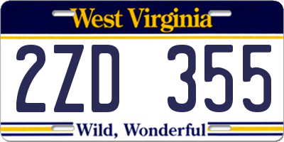 WV license plate 2ZD355