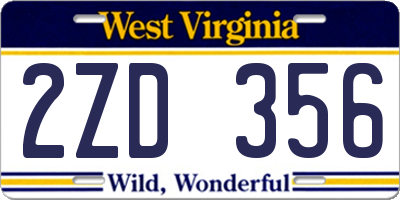 WV license plate 2ZD356