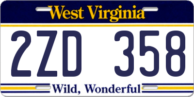 WV license plate 2ZD358