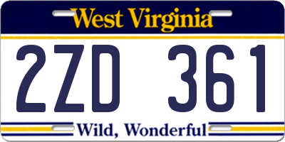 WV license plate 2ZD361