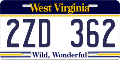 WV license plate 2ZD362