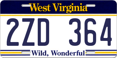WV license plate 2ZD364