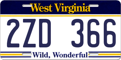 WV license plate 2ZD366