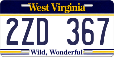 WV license plate 2ZD367