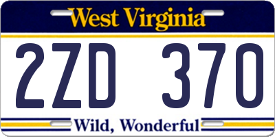 WV license plate 2ZD370