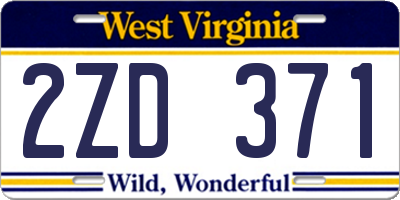 WV license plate 2ZD371