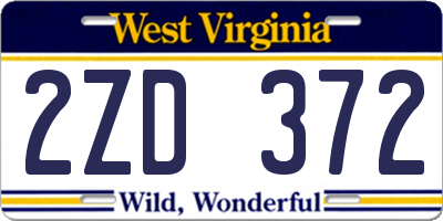 WV license plate 2ZD372