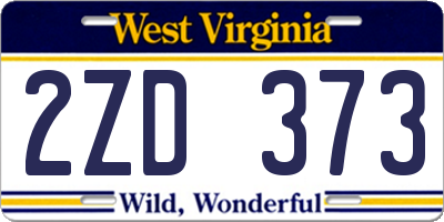 WV license plate 2ZD373