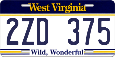 WV license plate 2ZD375