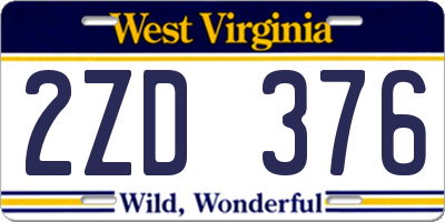 WV license plate 2ZD376