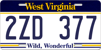 WV license plate 2ZD377