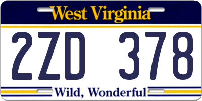 WV license plate 2ZD378