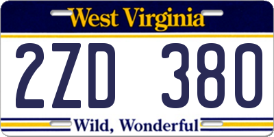 WV license plate 2ZD380
