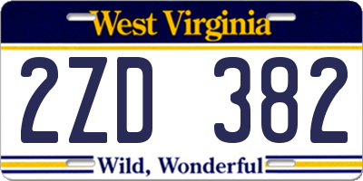 WV license plate 2ZD382