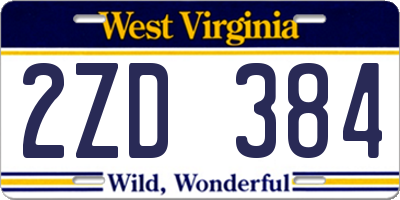 WV license plate 2ZD384
