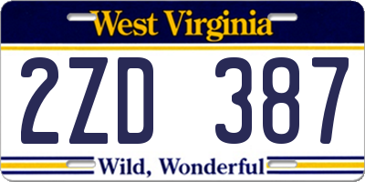 WV license plate 2ZD387