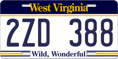 WV license plate 2ZD388