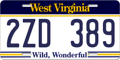 WV license plate 2ZD389