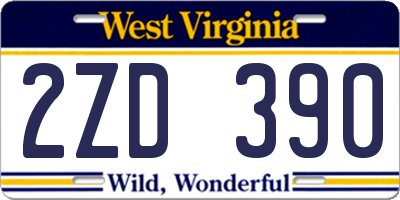 WV license plate 2ZD390