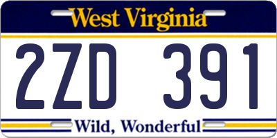 WV license plate 2ZD391