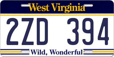 WV license plate 2ZD394