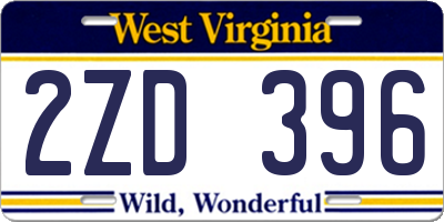 WV license plate 2ZD396