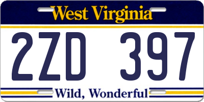 WV license plate 2ZD397