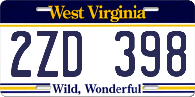 WV license plate 2ZD398
