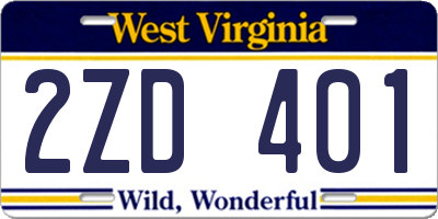 WV license plate 2ZD401