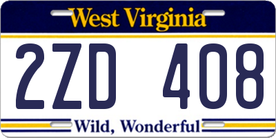 WV license plate 2ZD408