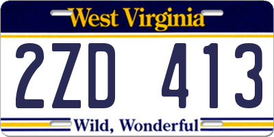 WV license plate 2ZD413