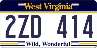 WV license plate 2ZD414