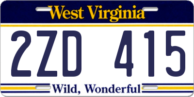 WV license plate 2ZD415