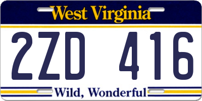 WV license plate 2ZD416