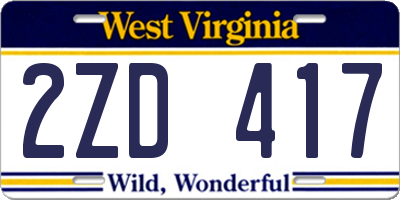 WV license plate 2ZD417