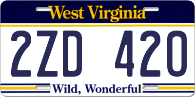 WV license plate 2ZD420