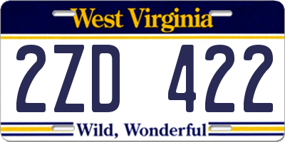 WV license plate 2ZD422