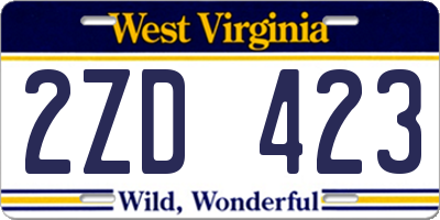 WV license plate 2ZD423