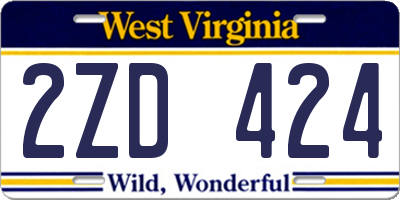 WV license plate 2ZD424