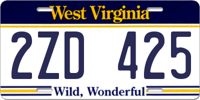WV license plate 2ZD425