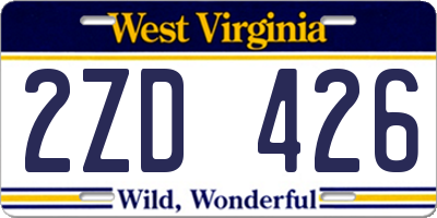WV license plate 2ZD426