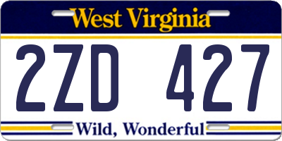 WV license plate 2ZD427