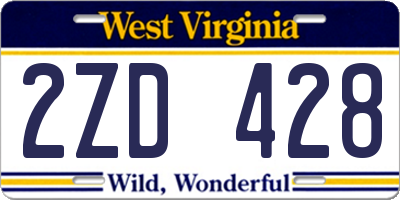 WV license plate 2ZD428