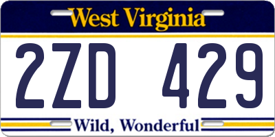 WV license plate 2ZD429